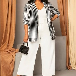 Plus Shawl Collar Gingham Blazer Stretchy material nwt